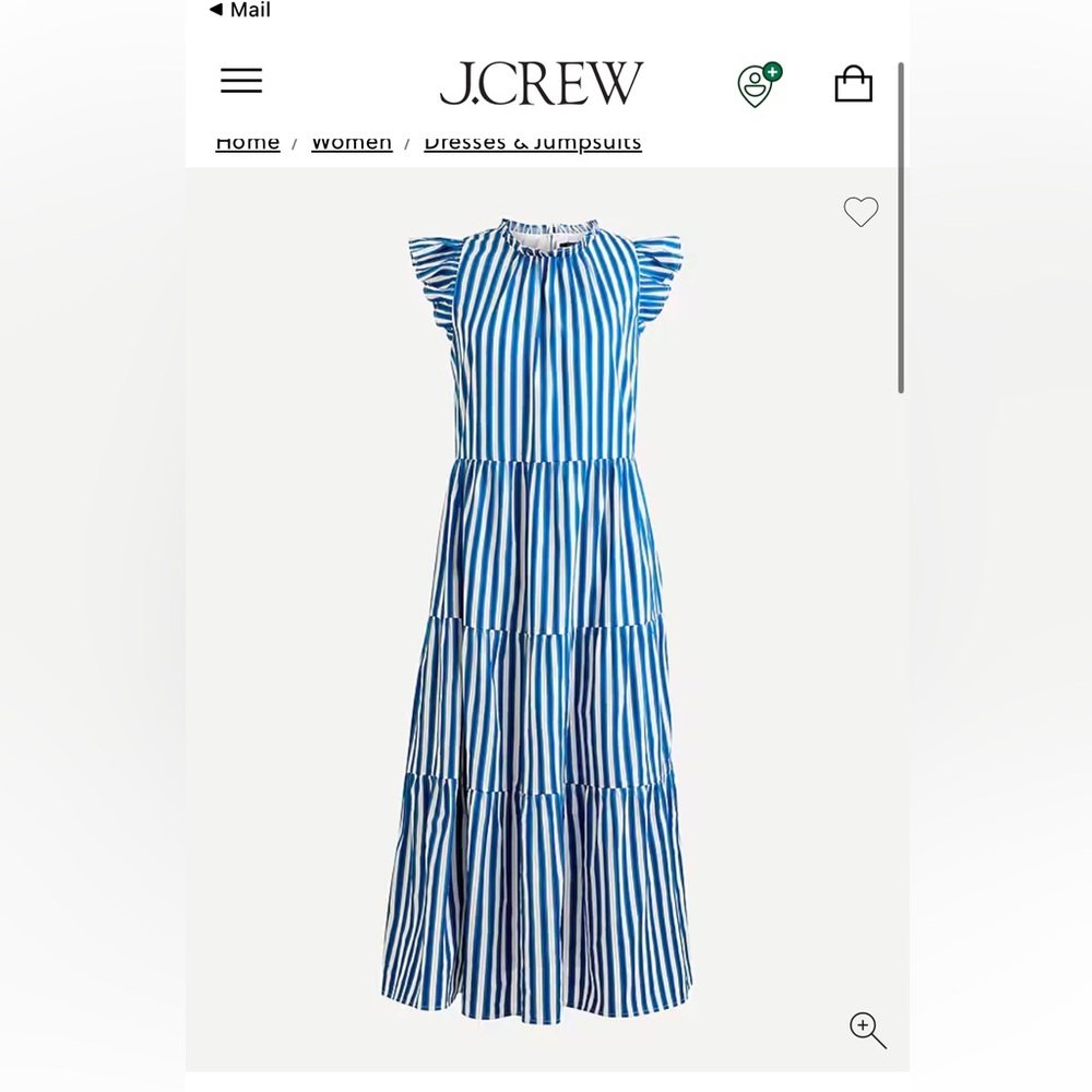 JCrew Tiered Cotton Dobby Dress in Cape Stripe, GUC